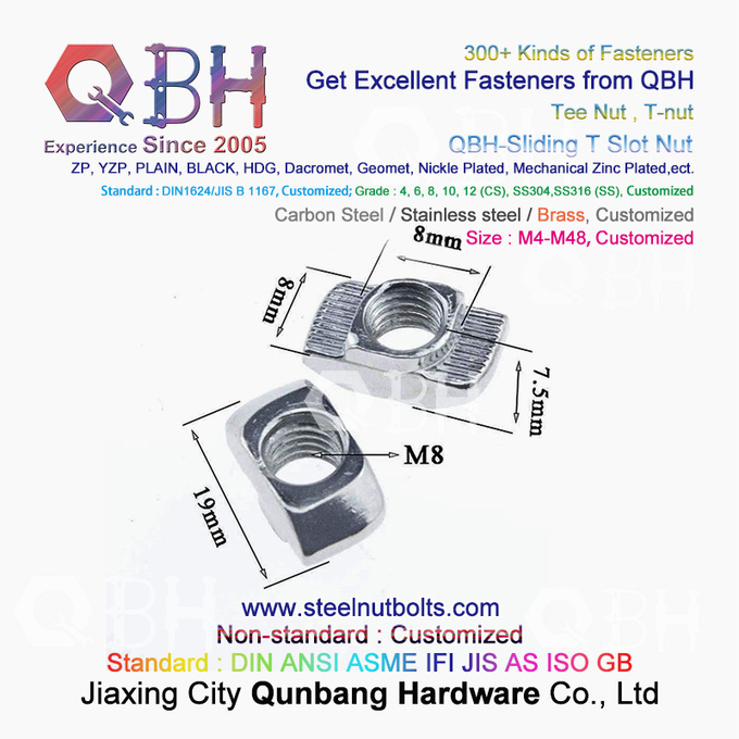 QBH 4040 van het Kaderstructuren T van het Reeks industriële Aluminium Hamertype t-Groef Noot Glijdende t-Noten 2